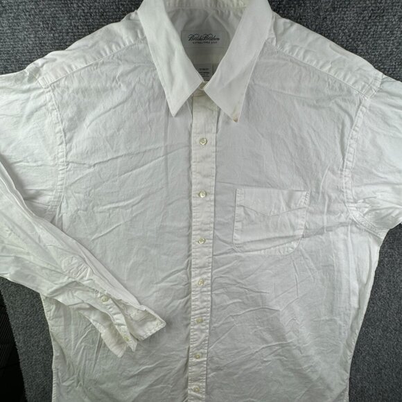 Brooks Brothers Men Cotton Adult Button Up Shirt Long Sleeve White 17 36/37 ** - Picture 2 of 13